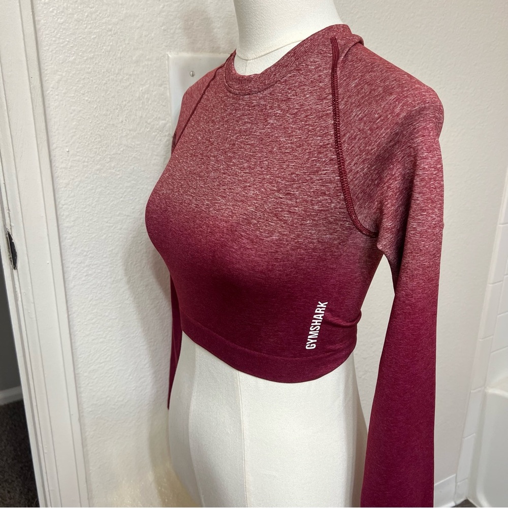 Gymshark red maroon ombre long sleeve crop top active wear athletic fall yoga